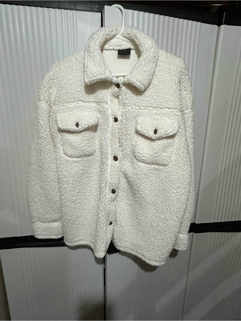 32 Degrees Cream Sherpa Button-Up Jacket